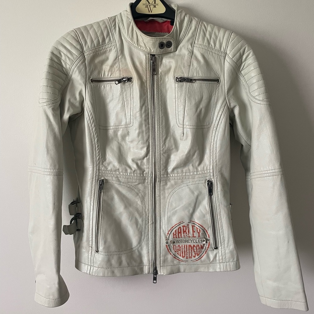 Womens Special Edition White Harley Davidson Leather Jacket.